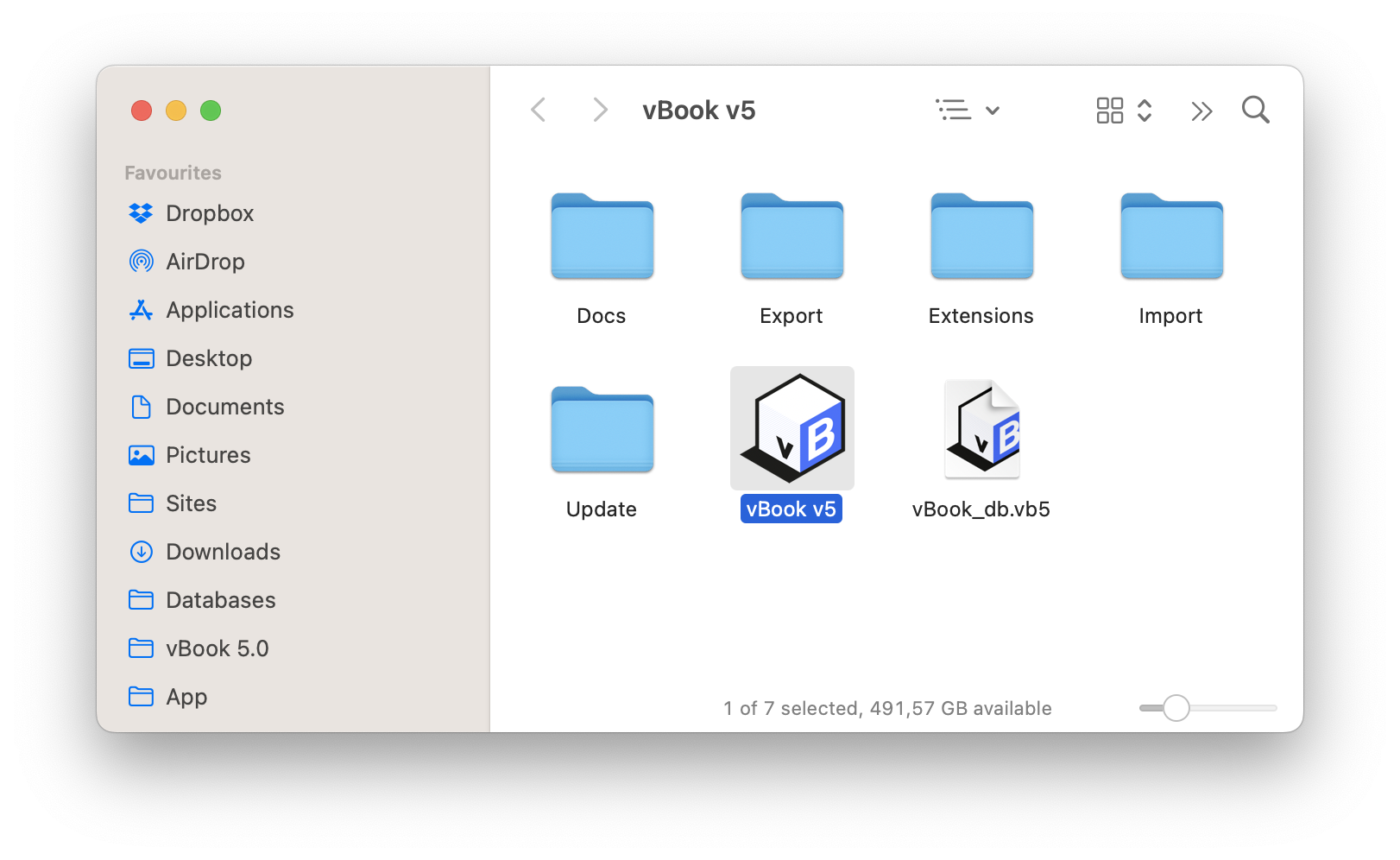 vbook v5 folder on macOS