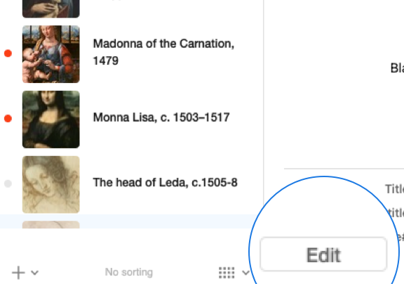 vBook v5 - artworks screenshot - Edit Record