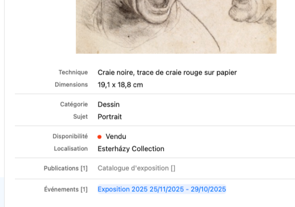 vBook v5 - Evénement apparaissant dans la fiche de l'oeuvre