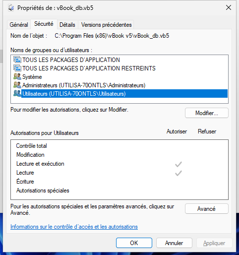 win vbook autorisations