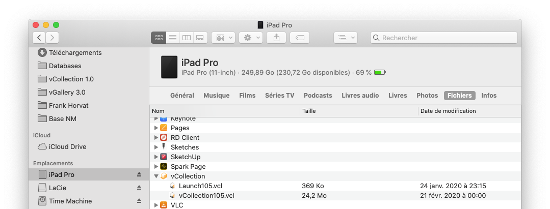 iPad Pro connecté à macOS Catalina