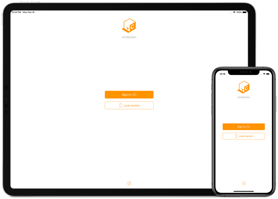 vCollection - iOS - écran d'accueil