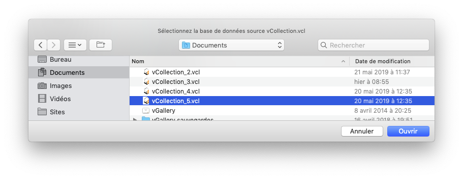 vCollection - Récupération des données