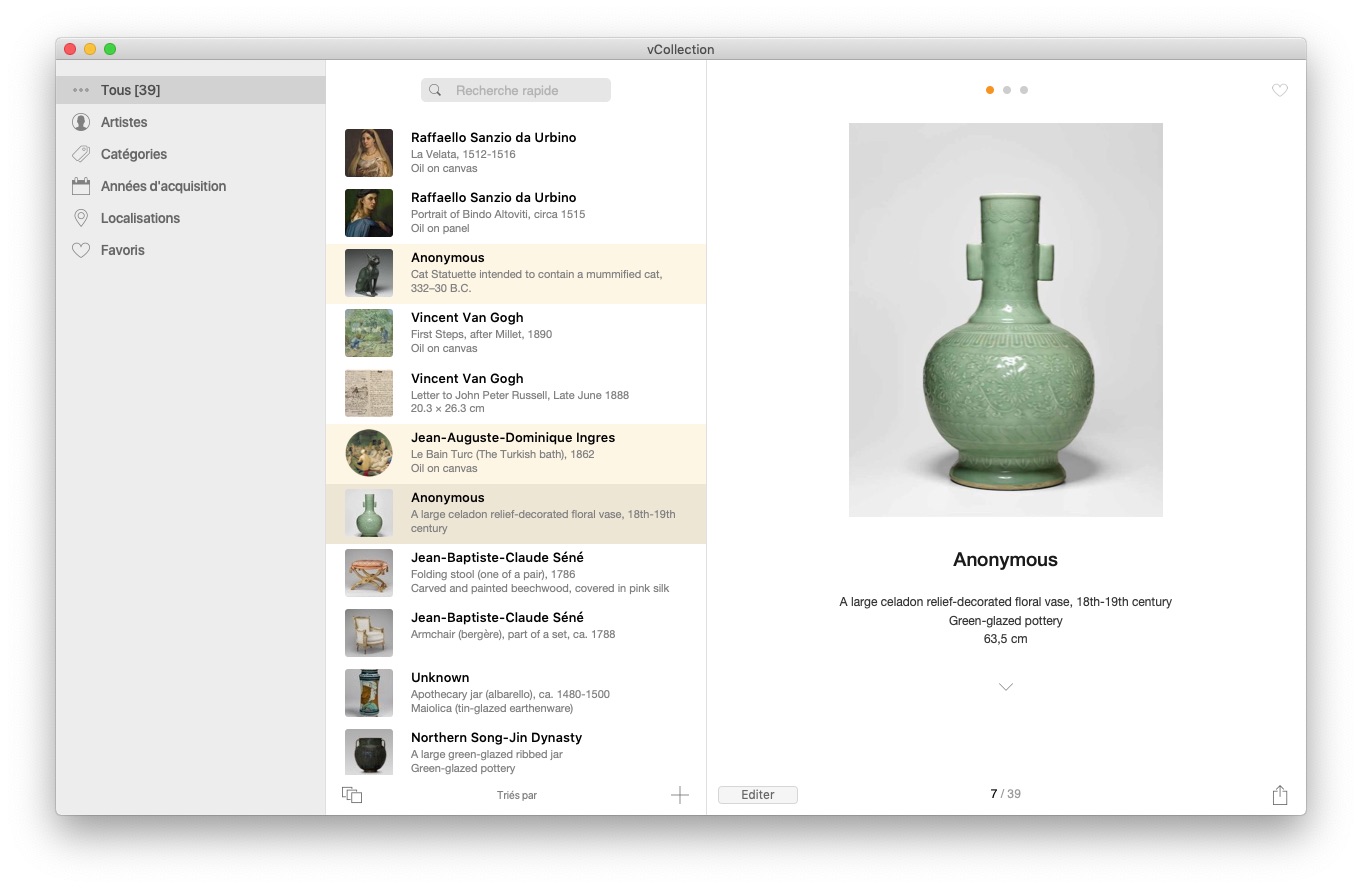 vCollection - macOS - fenêtre principale